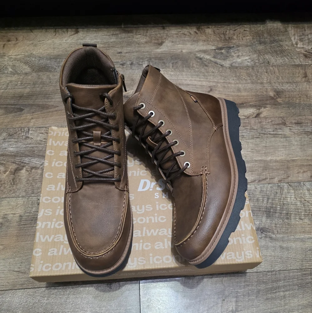 Dr Scholls Brown Leather Boots Men Size 11